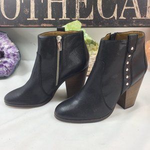 COACH Black Leather Stud Chucky Heel Inside Zip